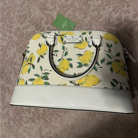 Kate Spade Lemon Print Satchel in White and Yellow | Poshmark