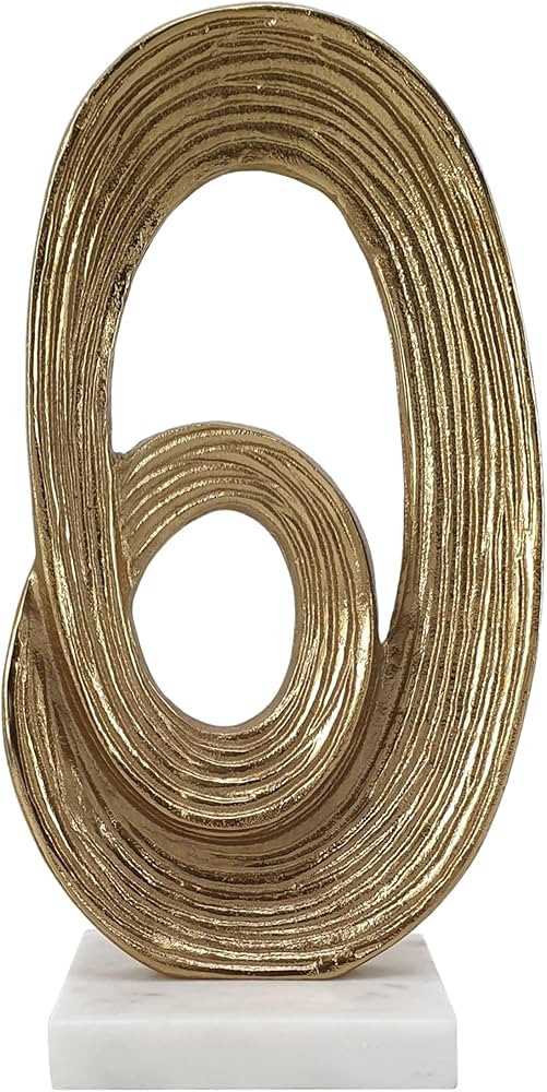 A&B Home Gold Loop Sculpture on White Marble Base, Contemporary Home Decor Statue, Abstract Swirl... | Amazon (US)