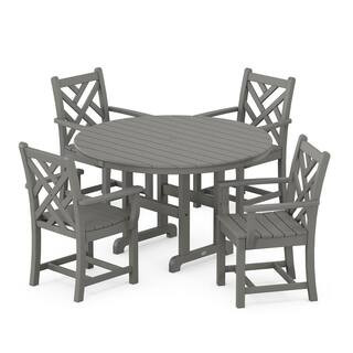 Chippendale 5-Piece Round Farmhouse Dining Set | The Home Depot