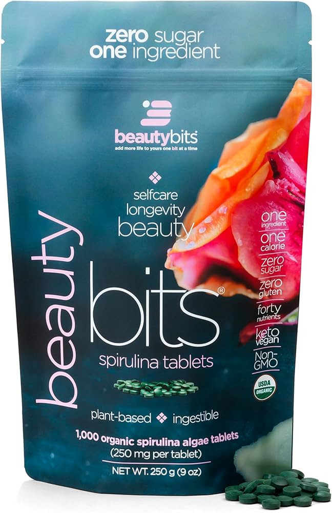 ENERGYBITS BEAUTYbits Pure Spirulina Algae Tablets, Superfood Tablets, Pure Blue Green Algae, Hig... | Amazon (US)