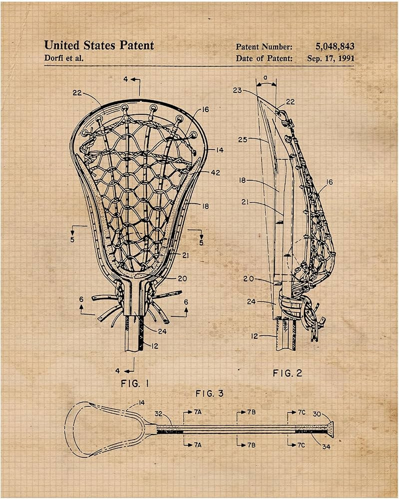 Lacrosse Stick Patent Prints, 1 (11x14) Unframed Photos, Wall Art Decor for Home Work Office Game... | Amazon (US)
