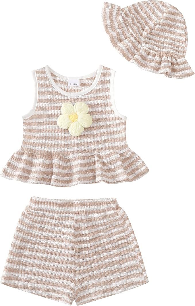 Baby Girl Clothes Infant Toddler Summer Outfits Clothing Sleeveless Ruffle Tank Top Shorts Sets w... | Amazon (US)