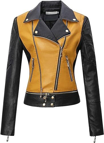 Tanming Women's Faux Leather Moto Biker Short Coat Jacket | Amazon (US)