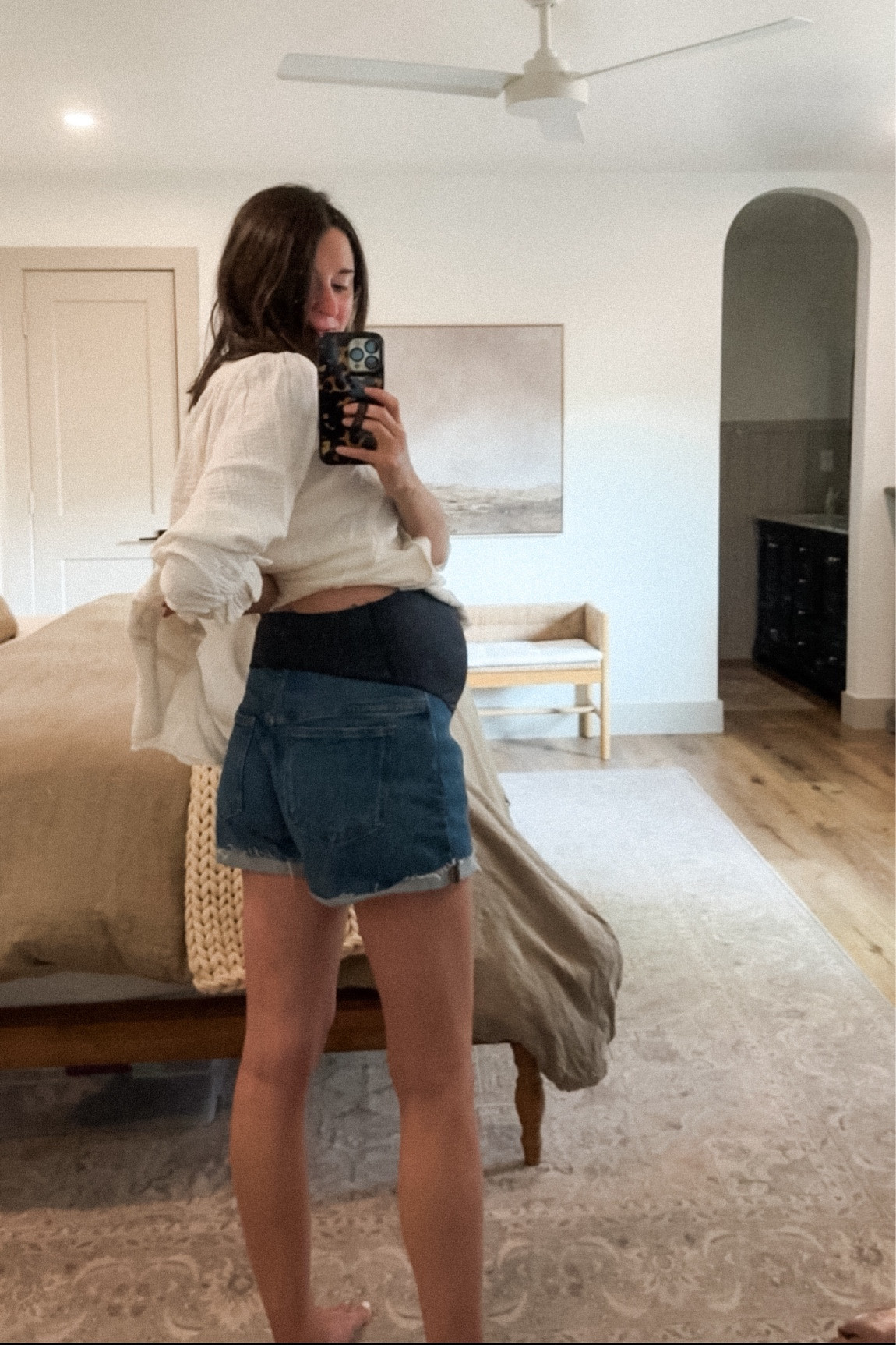 Pregnant mamas this summer: you NEED these shorts. They are the literal only denim maternity shorts I have ever liked. They are so comfortable, perfect wash color, great length with cute raw edge cuffed detail… oh and on super sale. 

I would size up 1 size or 2 sizes if you’re further along (34 weeks+ this summer). 

reference: I am 5’7”, 38 weeks pregnant, wearing a size 26, normal size 24 🫶🏻

#maternitystyle #pregnancy #maternityshorts

#LTKxMadewell #LTKBump #LTKFindsUnder50