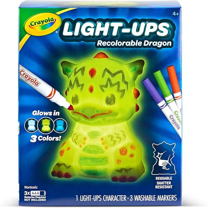 Crayola Light Ups Dragon, Recolorable Light Up Toy, Gift for Kids, 5, 6, 7, 8 | Amazon (US)