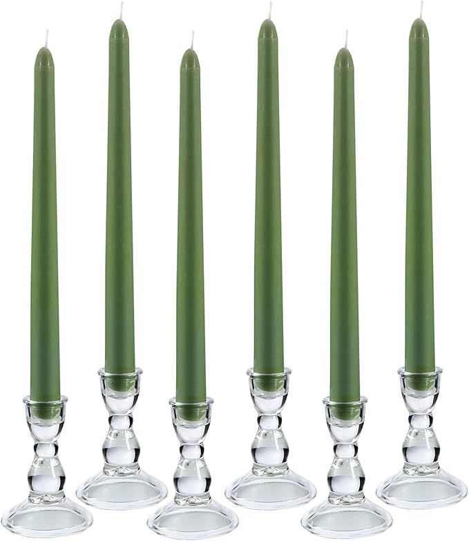 Glass Candle Holder for Taper Candles, Clear Decorative Candle Sticks Holders Set of 6 for Christ... | Amazon (US)