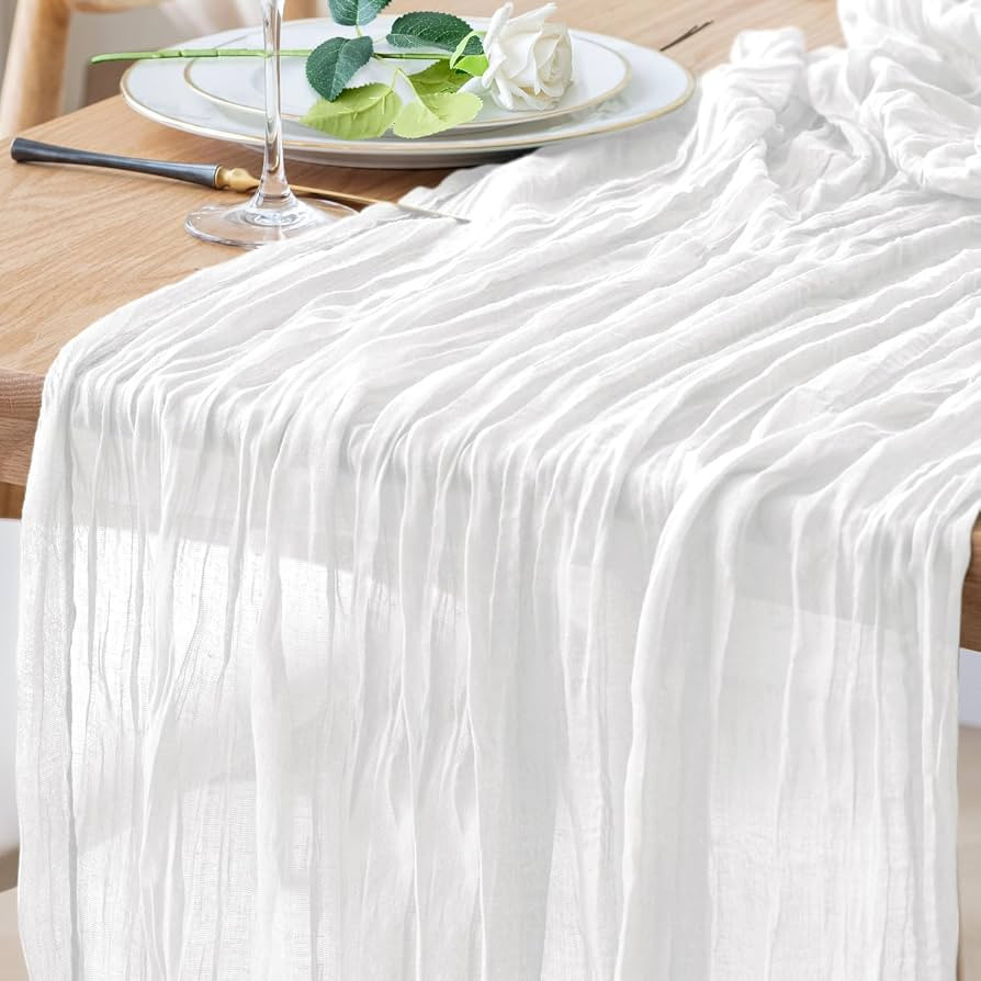Table Runner Cheesecloth 10FT Ivory Boho Gauze Cheese Cloth Rustic Sheer Table Runners for Weddin... | Amazon (US)