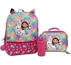 AI ACCESSORY INNOVATIONS Gabby’s Doll House 4 Piece Backpack Set, Flip Sequin 16" School Bag for Girls with Front Zip Pocket, Pink | Amazon (US)