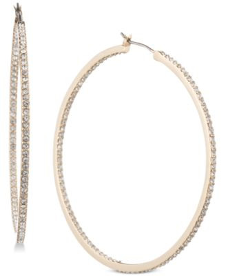 Givenchy Pave 2" Medium Hoop Earrings - Silver | Macy's