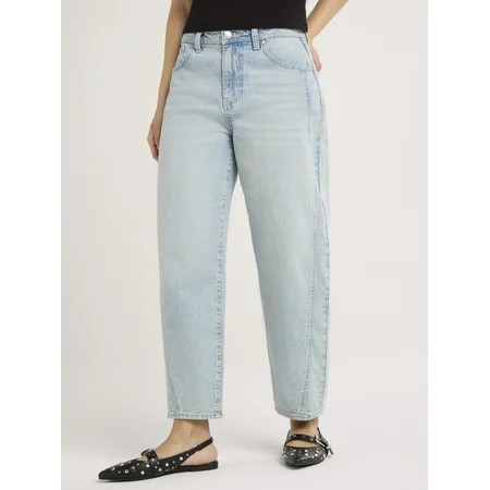 No Boundaries Barrel Wide Leg Jeans 26 Inseam Women’s and Women’s Plus | Walmart (US)