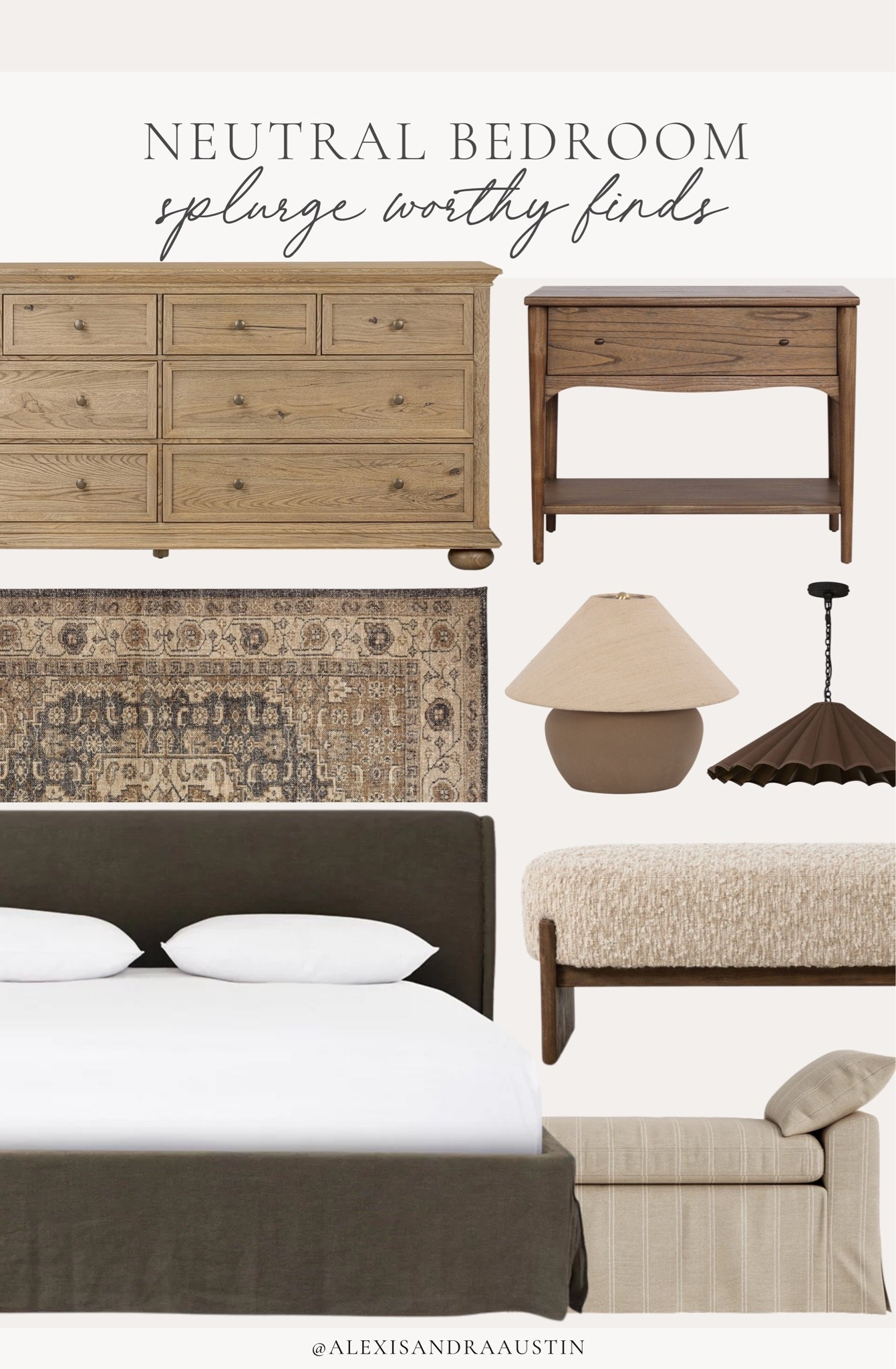 Splurge worthy finds around the bedroom! Investing into quality over quantity fines for a year round and timeless space. 

Home finds, neutral home inspo, furniture favorites, neutral wood tones, quality over quantity, summer refresh, bedroom refresh, dresser details, upholstered bed frame, bedroom bench, striped detail, table lamp, statement lighting, vintage style area rug, nightstand details, Lumens, Perigold, McGee and Co, Wayfair, shop the look!

#LTKSeasonal #LTKHome