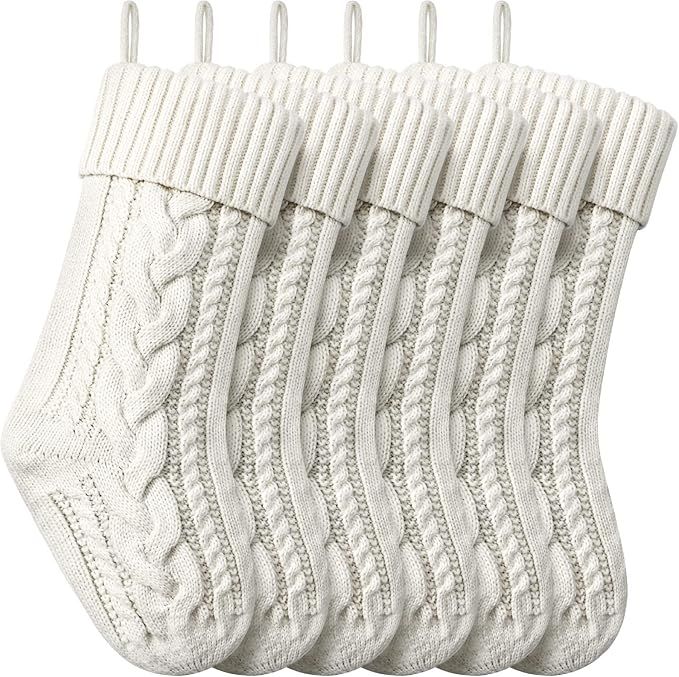 Christmas Stockings Knitted Xmas Stockings Double-Sided 18 Inches Fireplace Stockings for Family ... | Amazon (US)