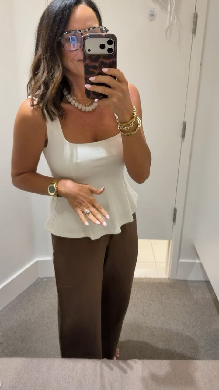 The peplum top is so flattering and pairs perfectly with these flowy chocolate brown pants. Such an easy outfit to dress up for work, date night, or any occasion when you want to look put together without trying too hard!

Size XS
5’3 for reference

#LOFTStyle #LOFTFinds #PeplumTop #BrownPants #NeutralStyle #ClassicStyle #WorkwearStyle #DateNightOutfit #FallTransitionStyle #ChicStyle #EverydayFashion #FashionFinds #LTKStyle #LTKFashion #OutfitInspiration #NeutralOutfit
