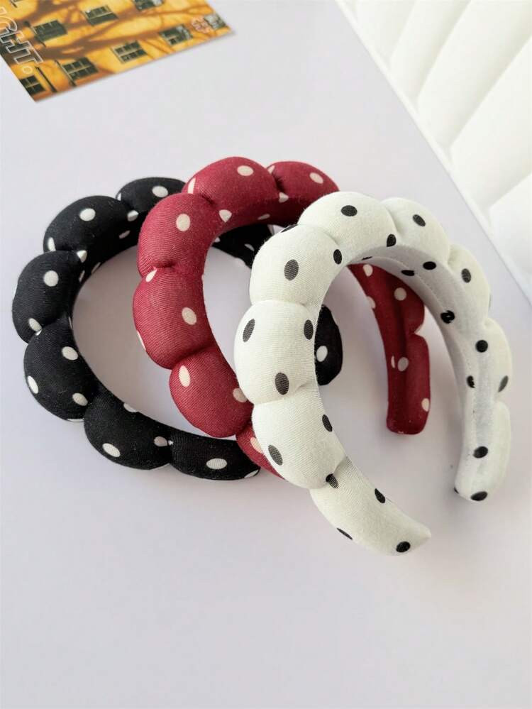 1pc Women's Elegant Retro Polka Dot Sponge Cloud Padded Wide Headband, Fashion Hair Hoop, Suitable For Daily, Face Washing, Makeup, SPA, Versatile Hair Accessory Beauty Home Hair Accessories | SHEIN