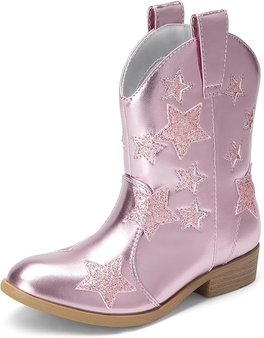 DREAM PAIRS Girls Cowgirl Boots Cowboy Western Mid Calf Star Boots for Kids | Amazon (US)