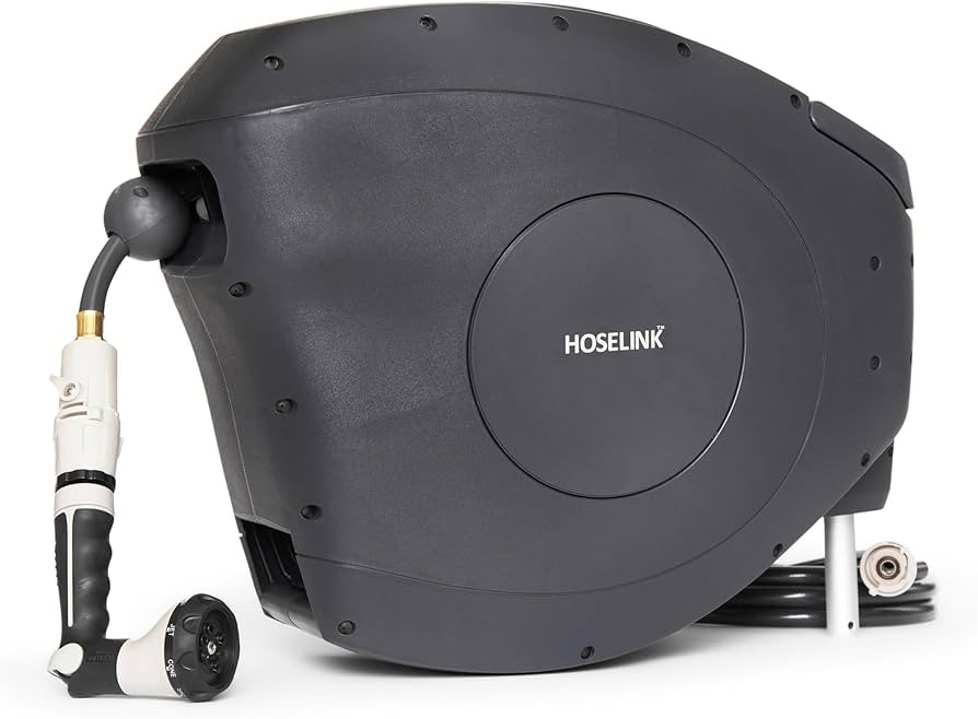 HOSELINK Classic Charcoal 82ft Hi-Flow Automatic Retractable Hi-Flow Garden Hose Reel, 9/16\u201d... | Amazon (US)