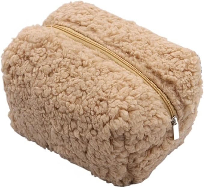 ZITEZHGO Cute Sherpa Makeup Bag Medium Travel Toiletries Bag Fluffy Makeup Pouch Cute Cosmetic Ba... | Amazon (US)