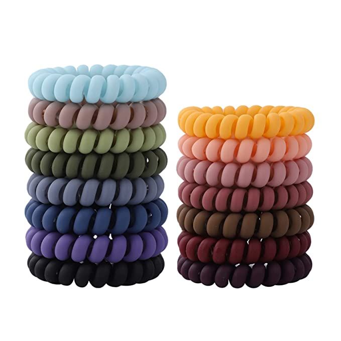15 Pcs Spiral Hair Ties, No Crease Coil Hair Ties for Women - Large Size Matte Color Phone Cord H... | Amazon (US)