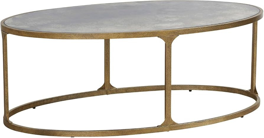 Signature Design by Ashley Oval Coffee Table for Living Room, Antiqued Gold | Amazon (US)