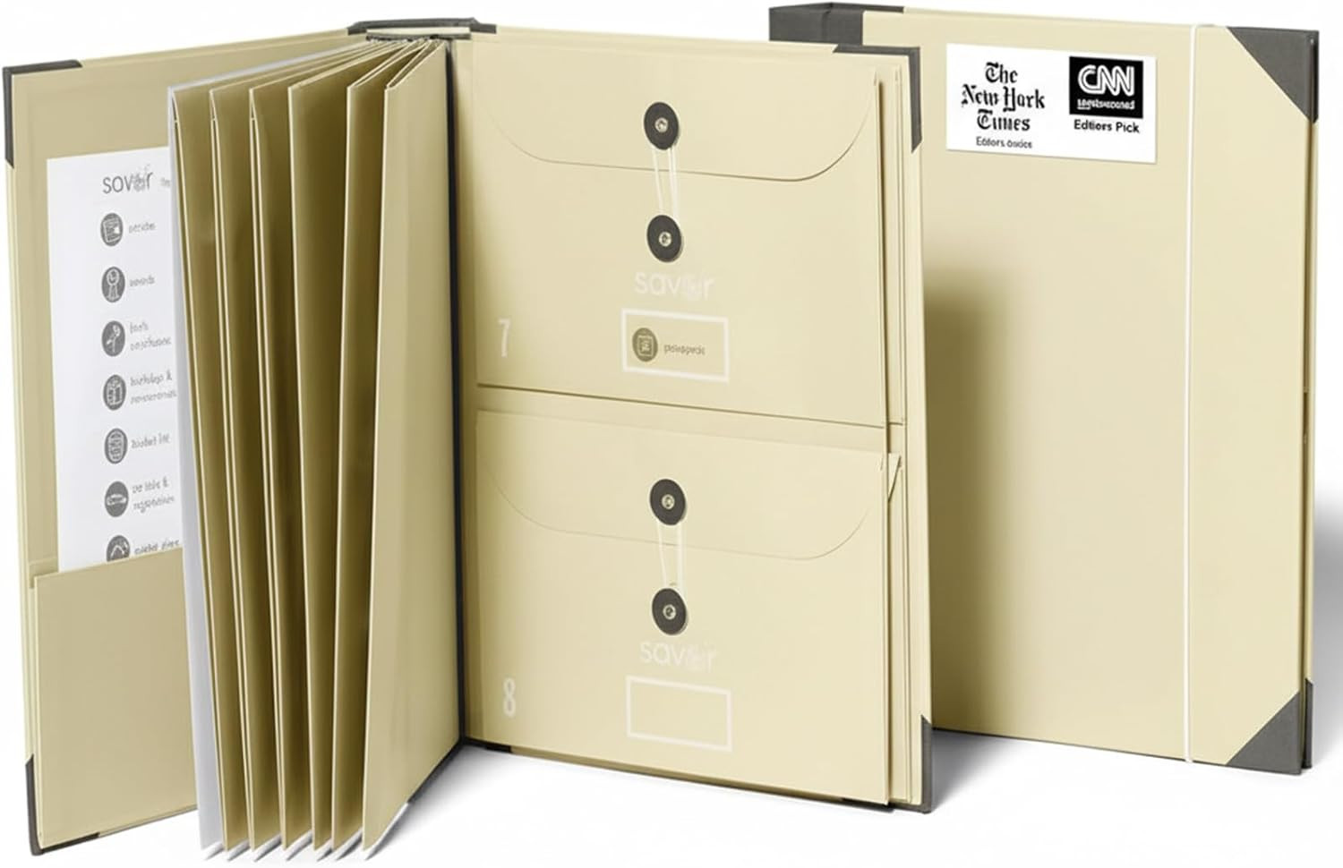 The Folio® Important Document Organizer by Savor | Binder with Guided Labels, Acid-Free File Folder Organizer with 10 Pockets, Document Holder for Home Records, Legal and Medical Papers (Slate) | Amazon (US)