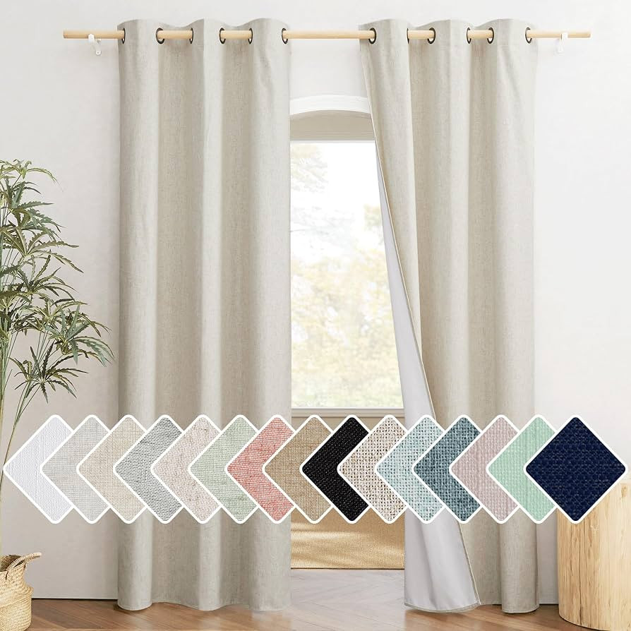 NICETOWN Natural Full Blackout Curtains 2 Panels Set, Thick Linen Blend Drapes in 84 inches Long,... | Amazon (CA)
