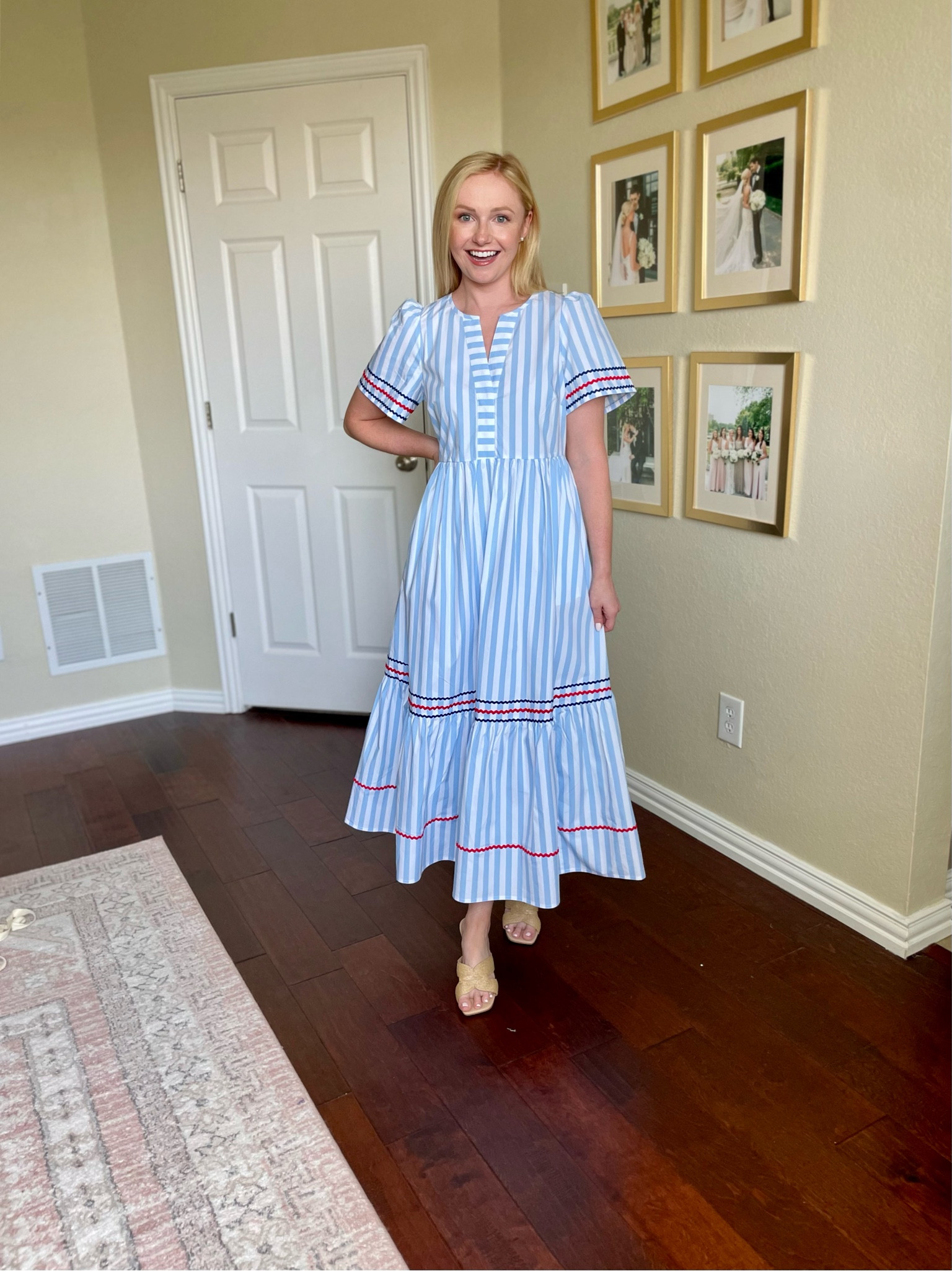 Wearing an XS, but it runs large! I could use an XXS | summer dress, maxi dress, Fourth of July outfit, ricrac, striped dress 

#LTKStyleTip #LTKSeasonal