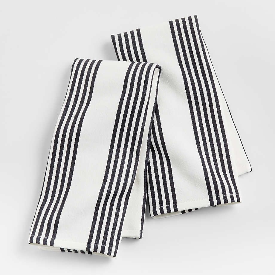 Cuisine Stripe Grey Organic Cotton Dish Towels, Set of 2 + Reviews | Crate & Barrel | Crate & Barrel