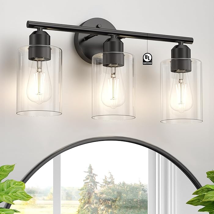Espird Bathroom Vanity Light Fixtures Matte Black Bathroom Lighting Fixture, 3 Lights Bathroom Li... | Amazon (US)