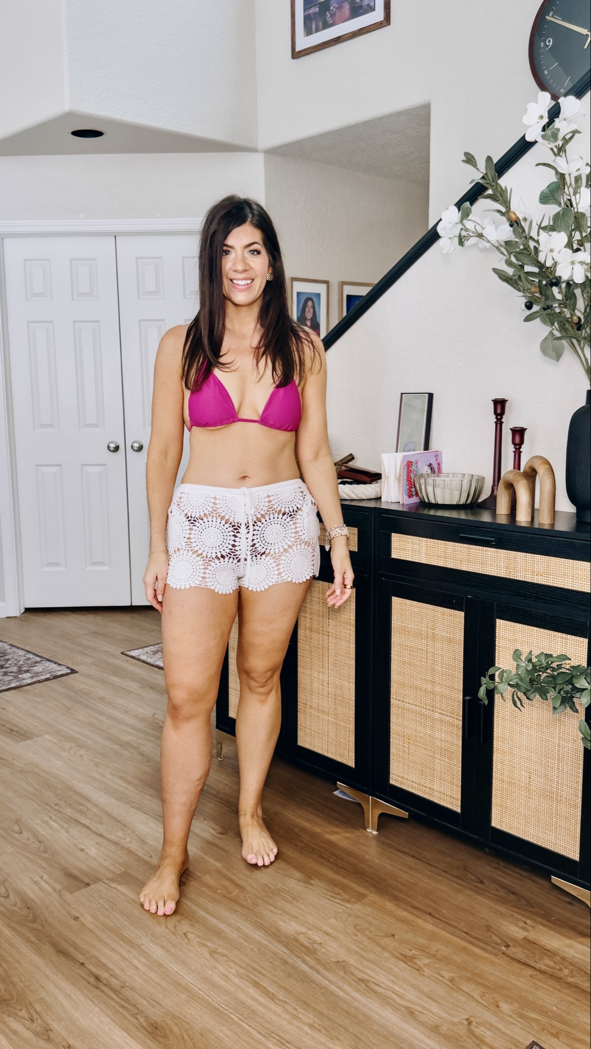 In a large cover up short 

#LTKMidsize #LTKSpringSale #LTKSwim