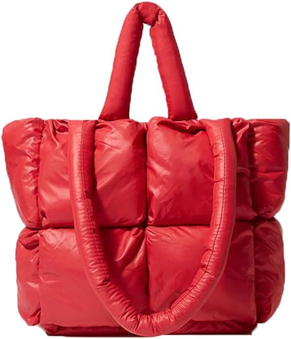 Lightweight Puffer Tote Purse Quilted Women Luxury Handbag Soft Shoulder Bag | Amazon (US)