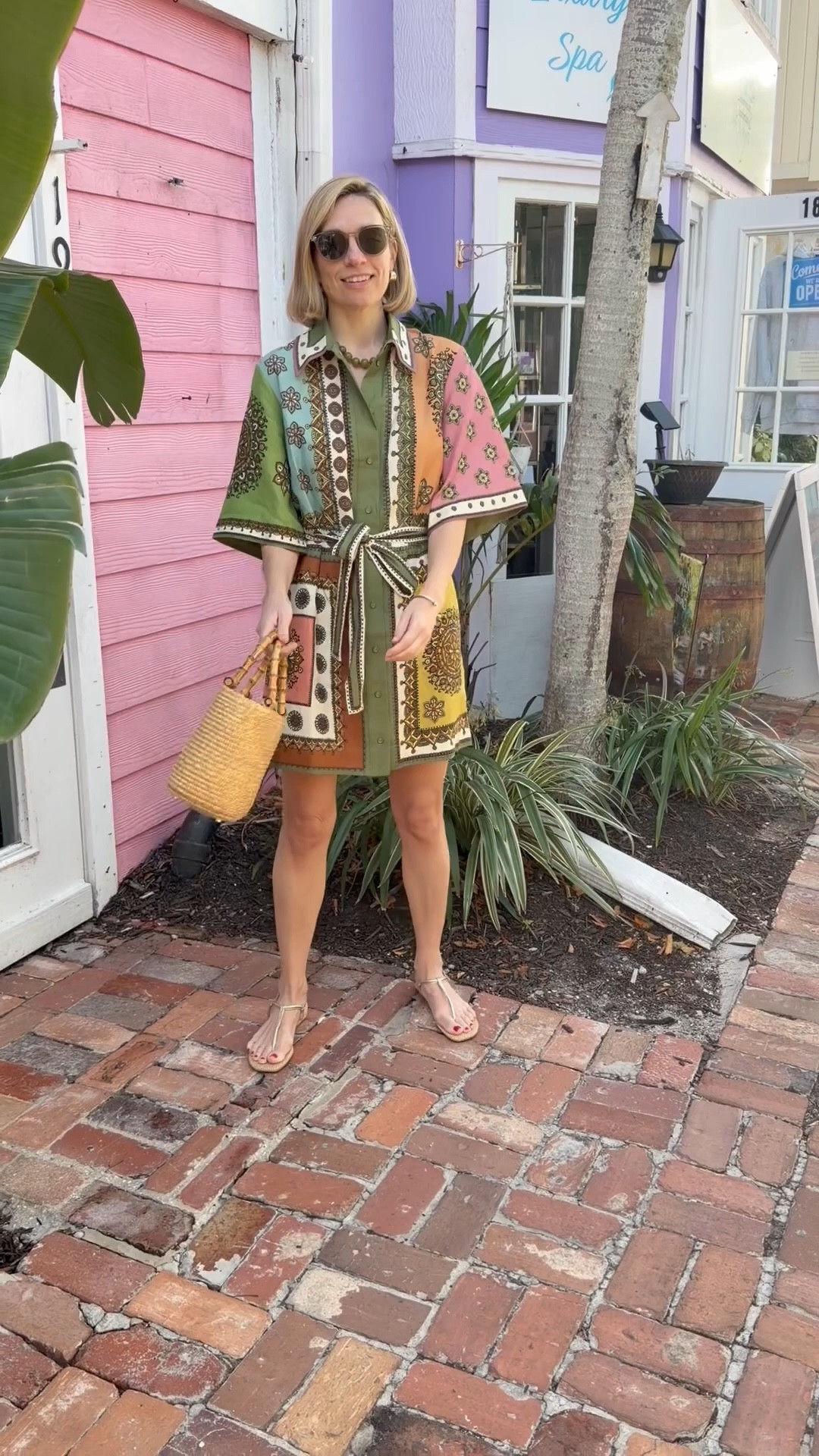 Vacation dress. Colorful mini shirtdress  

#LTKFestival #LTKTravel #LTKootd