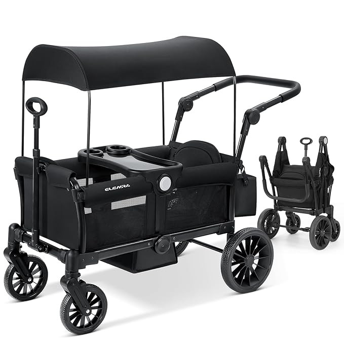 ELEMARA Foldable Stroller Wagon for 2 Kids, Premium All Terrain Wagon for Kids, Cart w/Removable ... | Amazon (US)