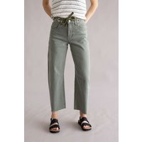 Vervet Drawstring High Rise Wide Barrel Jeans for Women in Green | Glik's