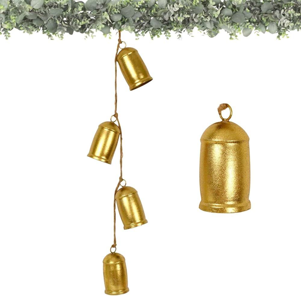 Christmas Bells,Gold Cow Bells for Christmas Decoration,Metal Brass Bell Rustic Wall Hanging Bell... | Amazon (US)