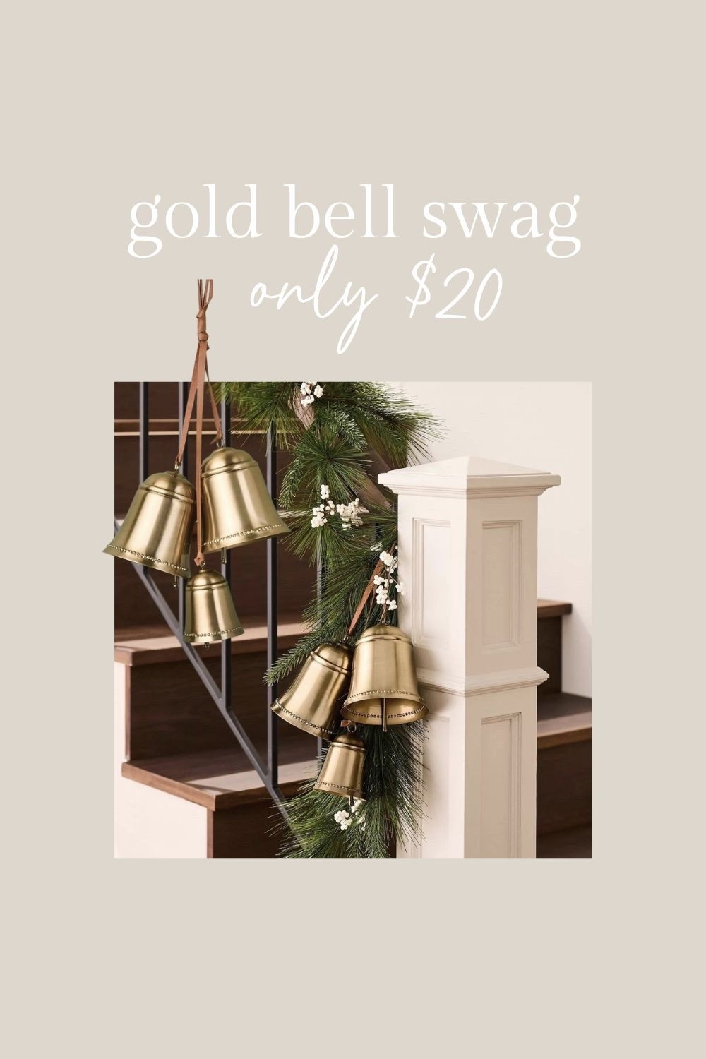 New at Target. Pretty gold bell swag to add to garlands, wreaths and Christmas stockings. Only $20!

#LTKHome #LTKSeasonal