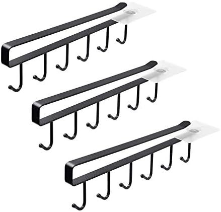 ECROCY Adhesive Cup Holder Under Cabinet - 3pcs x 6 Hook Coffee Cup Mug Holder for Kitchen, Fit f... | Amazon (US)