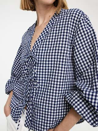Bluse aus Seersucker – Dunkelblau/Weiß – Damen – ARKET DE | Arket EU