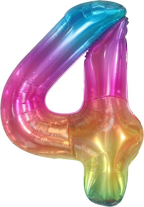 KatchOn Giant Rainbow 4 Balloon Number - 40 Inch | Number 4 Balloons | Amazon (US)