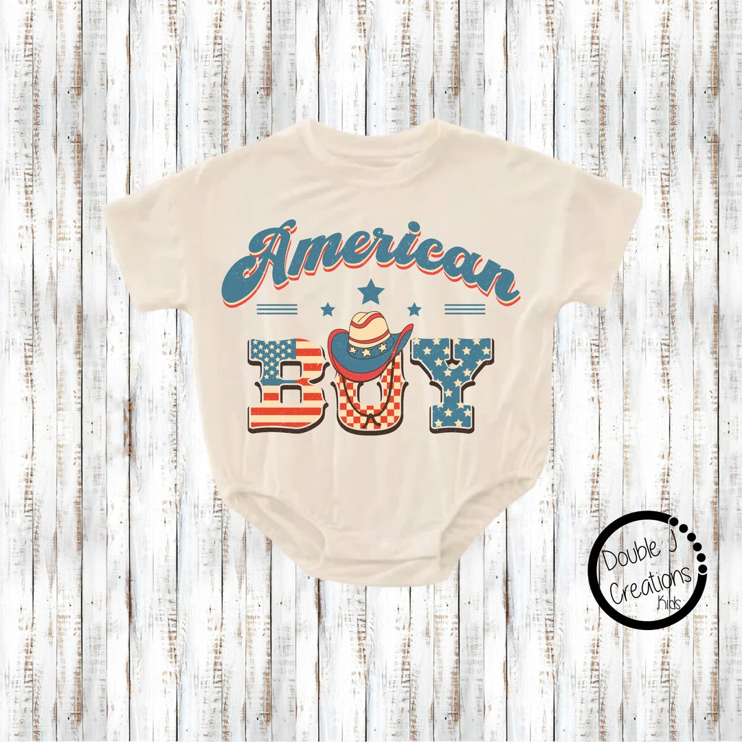 Oversized American Boy Patriotic Bubble Romper Bodysuit, Baby/toddler/kid Custom Baggy T-shirt Ro... | Etsy (US)