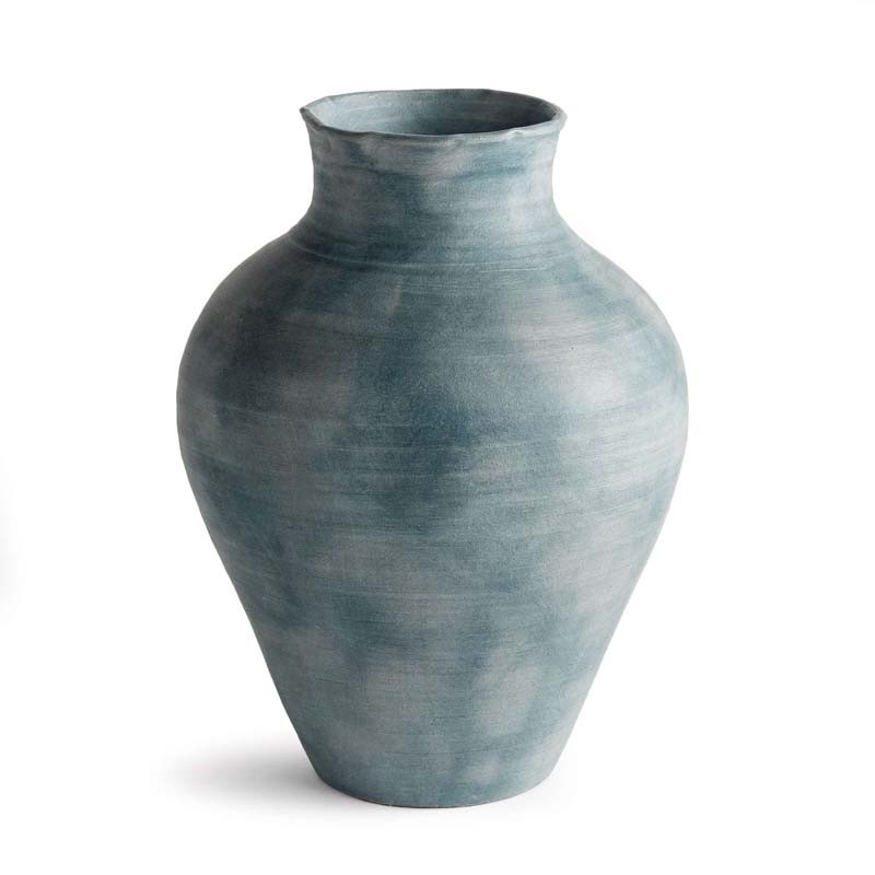 Handcrafted Matte Glazed Terracotta Vase - Blue, Small | The Company Store