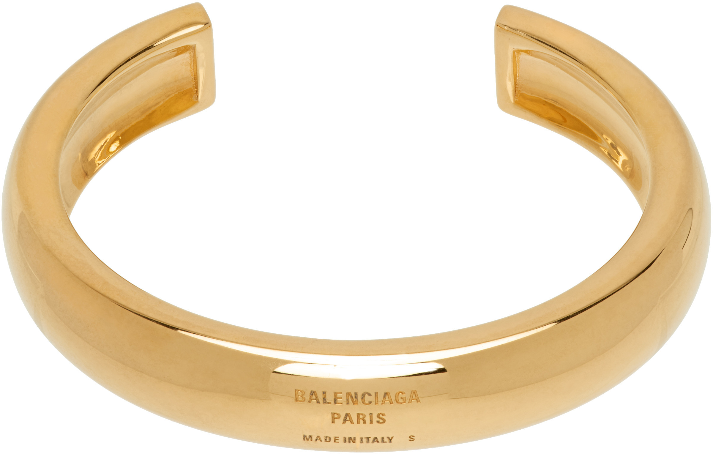 Balenciaga Gold Plated Cuff Bracelet | SSENSE