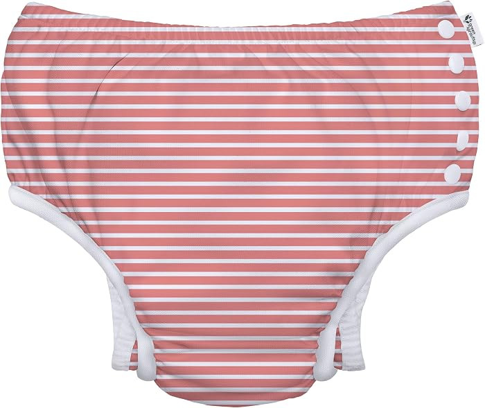 green sprouts Baby Toddler Eco Snap Swim Diaper - Coral Stripes - 6mo | Amazon (US)