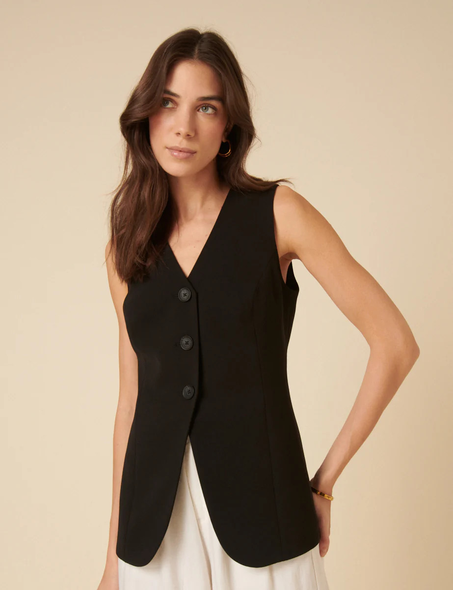 Black Longline Waistcoat | Nobody's Child