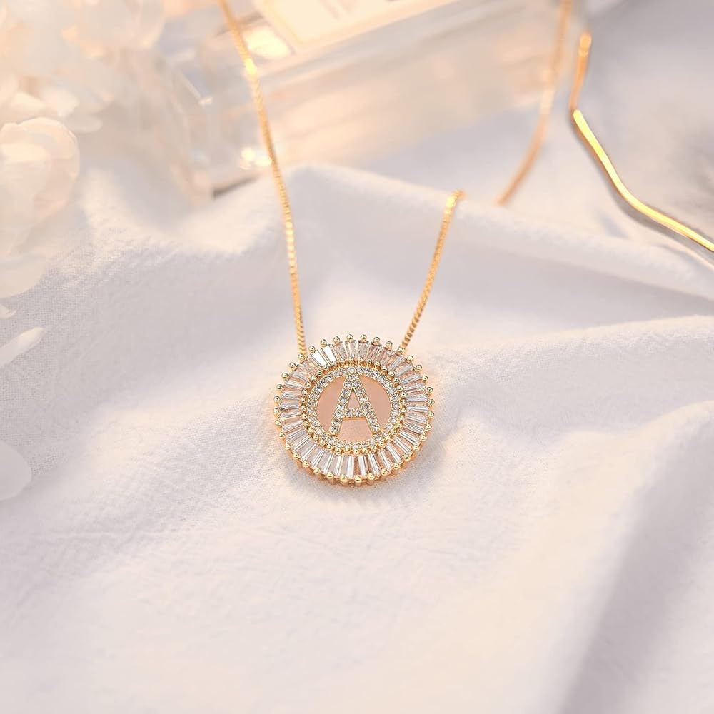 Gold Initial Pendant Necklace Name Necklace Gold Plated Cubic Zirconia Initial Necklace Letter Neckl | Amazon (US)