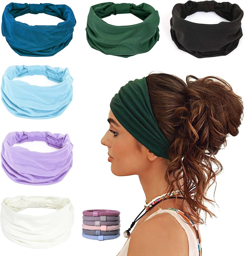GiLi 6 Pack Wide Headbands for Women Non Slip Soft Elastic Hair Bands Yoga Running Sports Workout... | Amazon (CA)