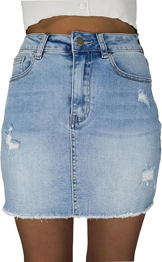 Denim Skirt Women Trendy High Waisted Summer Jean Skirts | Amazon (US)
