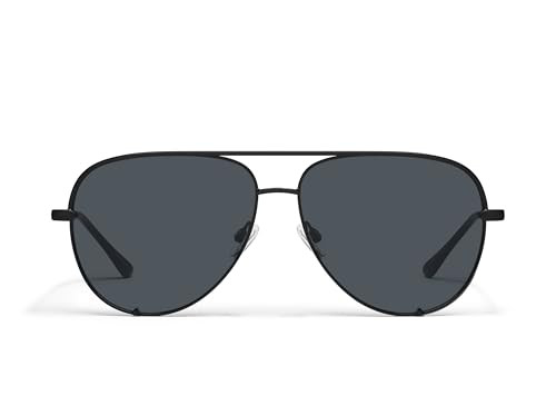 QUAY - Sunglasses for Men & Women, Polarized Aviator Lenses with UV Protection, Oversized Sunglasses (High Key Large, Black/Fade Smoke) | Amazon (US)