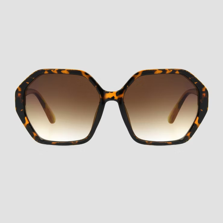 Women's Oversized Plastic Geo Round Sunglasses - Universal Thread™ Brown | Target