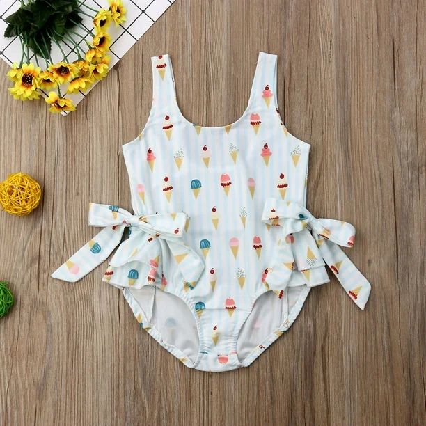 Toddler Kid Baby Girl Swimwear Ice Cream Bow Bikini Swimsuit Swimming Clothes Beach Bathing Suit | Walmart (US)