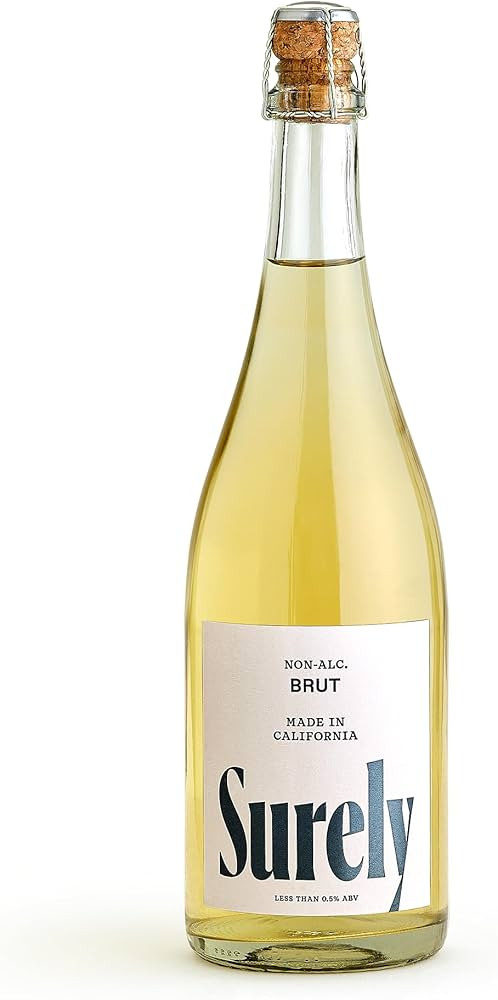 Surely Non Alcoholic Champagne, Alcohol-Removed California Sparkling Brut, De-alcoholized White W... | Amazon (US)